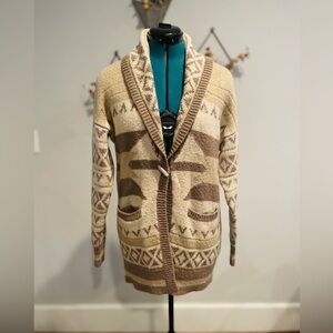 Buffalo David Bitton Beige Geometric Cardigan